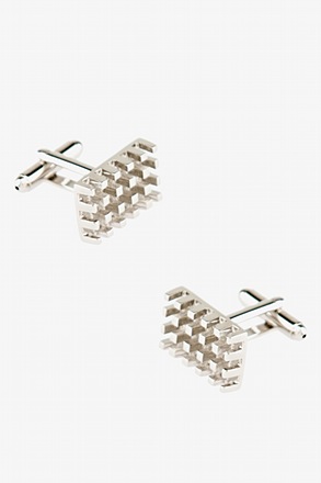 3-D Grid Silver Cufflinks
